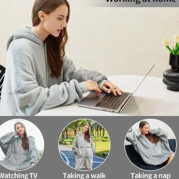Oversized Wearable Blanket Hoodie.Snuggie Sweatshirt Blankets - Picture 4 of 5